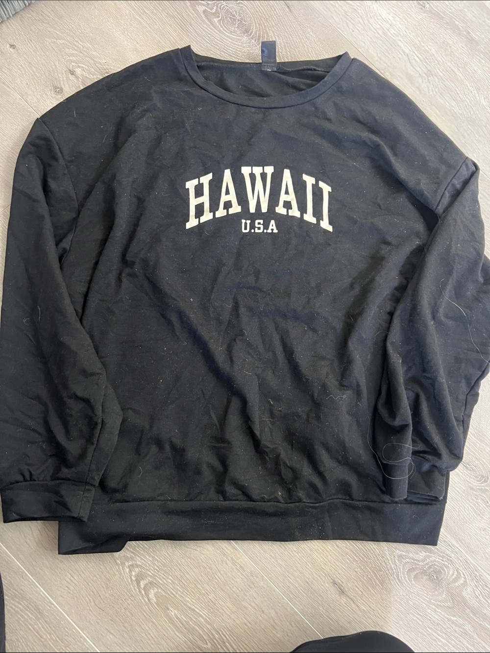 SHEIN Black HAWAII U.S.A. Long Sleeve Crewneck